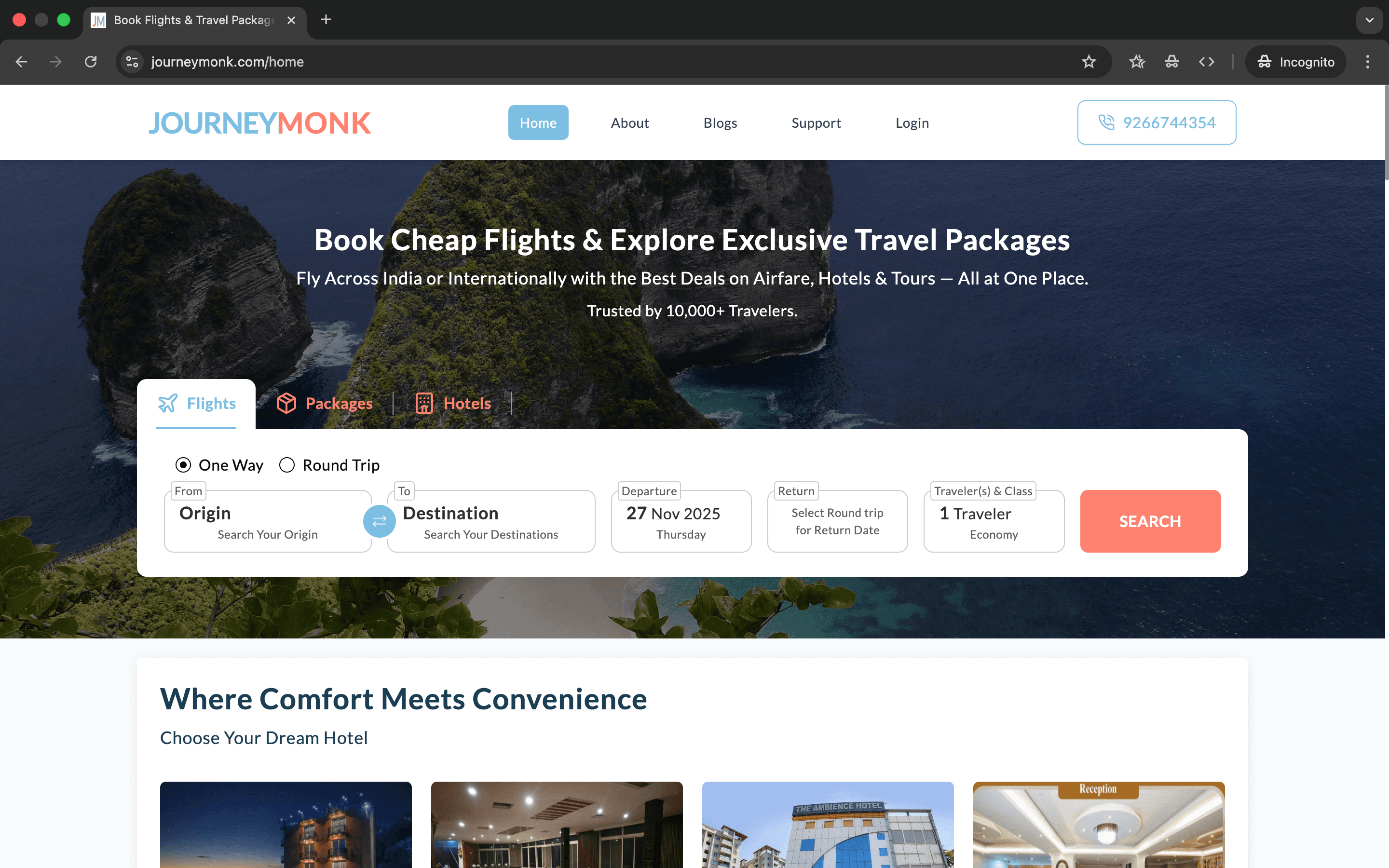 JourneyMonk Travel Booking Website